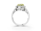 White gold Fancy Yellow Heart Cut Diamond Halo Ring with Split Shank and Bezel Accents and Prong Setting_3