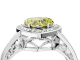 White gold Fancy Yellow Heart Cut Diamond Halo Ring with Split Shank and Bezel Accents and Prong Setting_4