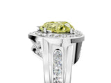 White gold Fancy Yellow Heart Cut Diamond Halo Ring with Split Shank and Bezel Accents and Prong Setting_5