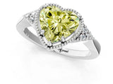 White gold Fancy Yellow Heart Cut Diamond Halo Ring with Tapered Band and Four-Prong Setting_32