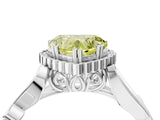 White gold Fancy Yellow Heart Cut Diamond Halo Ring with Vintage Split Shank and Four-Prong Setting_137