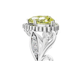 White gold Fancy Yellow Heart Cut Diamond Halo Ring with Vintage Split Shank and Four-Prong Setting_138