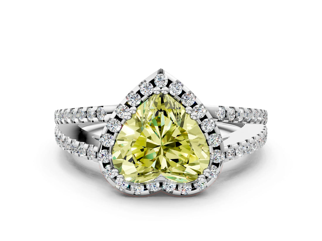White gold Fancy Yellow Heart Cut Diamond Halo Split Shank Engagement Ring_51