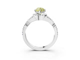 White gold Fancy Yellow Heart Cut Diamond  Halo Twist Band Solitaire Prong Setting Ring_16