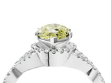White gold Fancy Yellow Heart Cut Diamond  Halo Twist Band Solitaire Prong Setting Ring_17