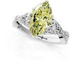 White gold Fancy Yellow Heart Cut Diamond  Halo Twist Band Solitaire Prong Setting Ring_25