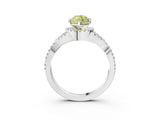 White gold Fancy Yellow Heart Cut Diamond  Halo Twist Band Solitaire Prong Setting Ring_28