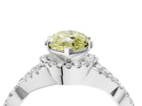 White gold Fancy Yellow Heart Cut Diamond  Halo Twist Band Solitaire Prong Setting Ring_29