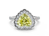 White gold Fancy Yellow Heart  Cut Diamond Milgrain Floral Halo Engagement Ring with Pavé Band_15