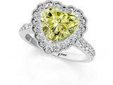 White gold Fancy Yellow Heart  Cut Diamond Milgrain Floral Halo Engagement Ring with Pavé Band_16