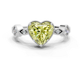 White gold Fancy Yellow Heart  Cut Diamond Milgrain Marquise Band with Prong Setting_3