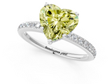 White gold Fancy Yellow Heart  Cut Diamond Pavé Band Ring with Four-Prong Setting_25