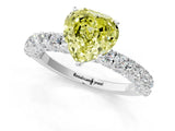 White gold Fancy Yellow Heart Cut Diamond Pavé Band Solitaire Ring with Prong Setting_58