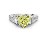 White gold Fancy Yellow Heart  Cut Diamond Pavé Band Solitaire with Four-Prong Setting_15