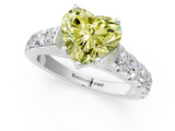 White gold Fancy Yellow Heart  Cut Diamond Pavé Band Solitaire with Four-Prong Setting_4