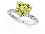 White gold Fancy Yellow Heart  Cut Diamond Pavé Band Solitaire with Four-Prong Setting_4