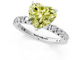 White gold Fancy Yellow Heart  Cut Diamond Pavé Band with Four-Prong Setting_37