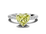 White gold Fancy Yellow Heart Cut Diamond Pavé Engagement Ring with Round  Accents and Prong Setting_97