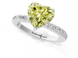 White gold Fancy Yellow Heart Cut Diamond Pavé Engagement Ring with Round  Accents and Prong Setting_98