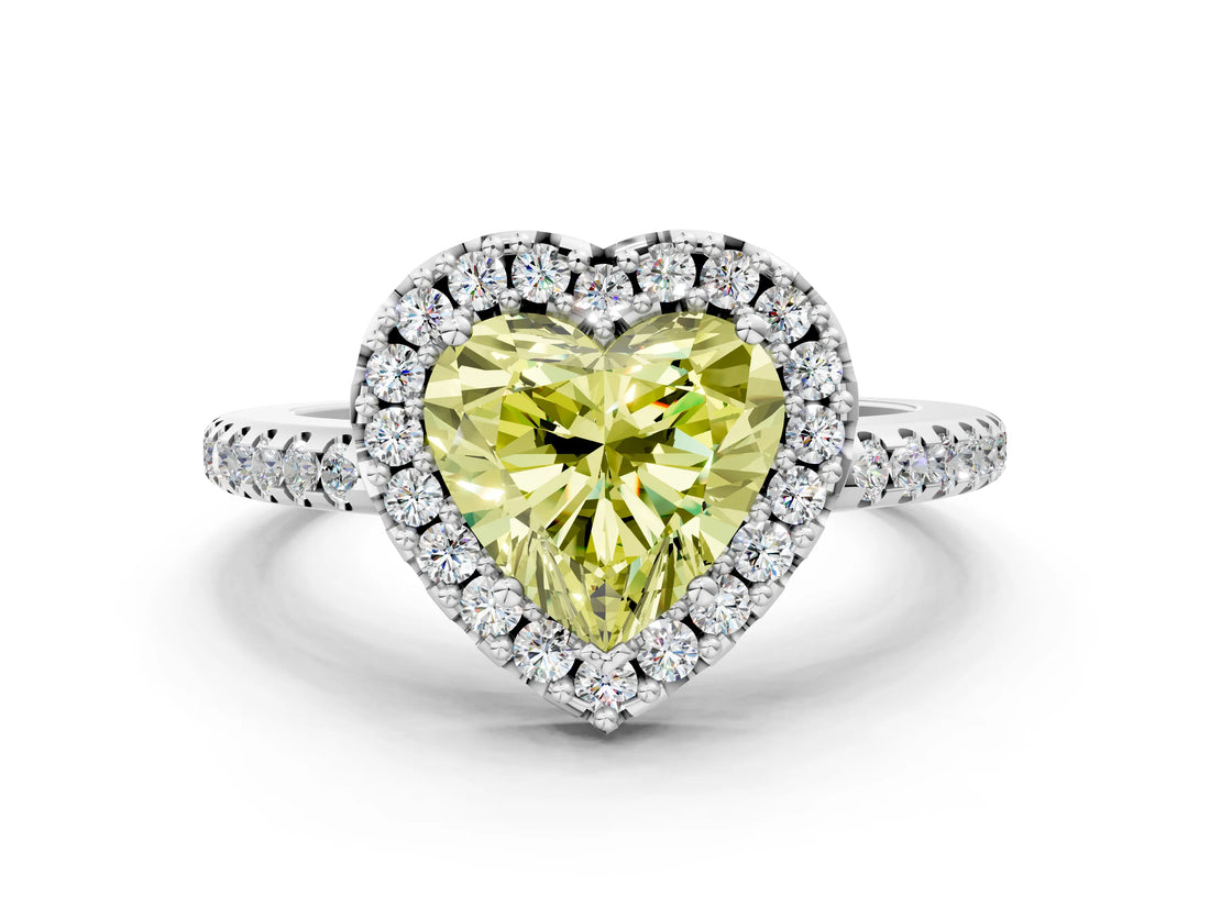 White gold Fancy Yellow Heart Cut Diamond Pavé Halo Ring with Four-Prong Setting_48