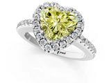 White gold Fancy Yellow Heart Cut Diamond Pavé Halo Ring with Four-Prong Setting_49