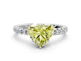 White gold Fancy Yellow Heart Cut Diamond Pavé Solitaire Engagement Ring with Four-Prong Setting_111
