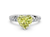 White gold Fancy Yellow Heart Cut Diamond Pavé Solitaire Ring with Round Band and Prong Setting_14