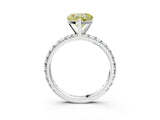 White gold Fancy Yellow Heart Cut Diamond Pavé Solitaire Ring with Round Band and Prong Setting_17