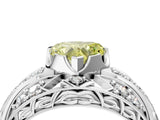 White gold Fancy Yellow Heart Cut Diamond Pave Art Deco Split Shank Ring with Four-Prong Setting_4