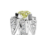 White gold Fancy Yellow Heart Cut Diamond Pave Art Deco Split Shank Ring with Four-Prong Setting_5