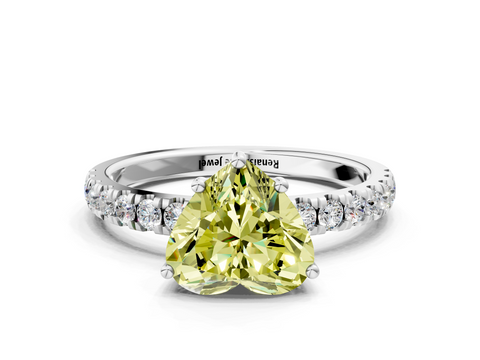 White gold Fancy Yellow Heart  Cut Diamond Pave Band Solitaire Ring with Four-Prong Setting_18