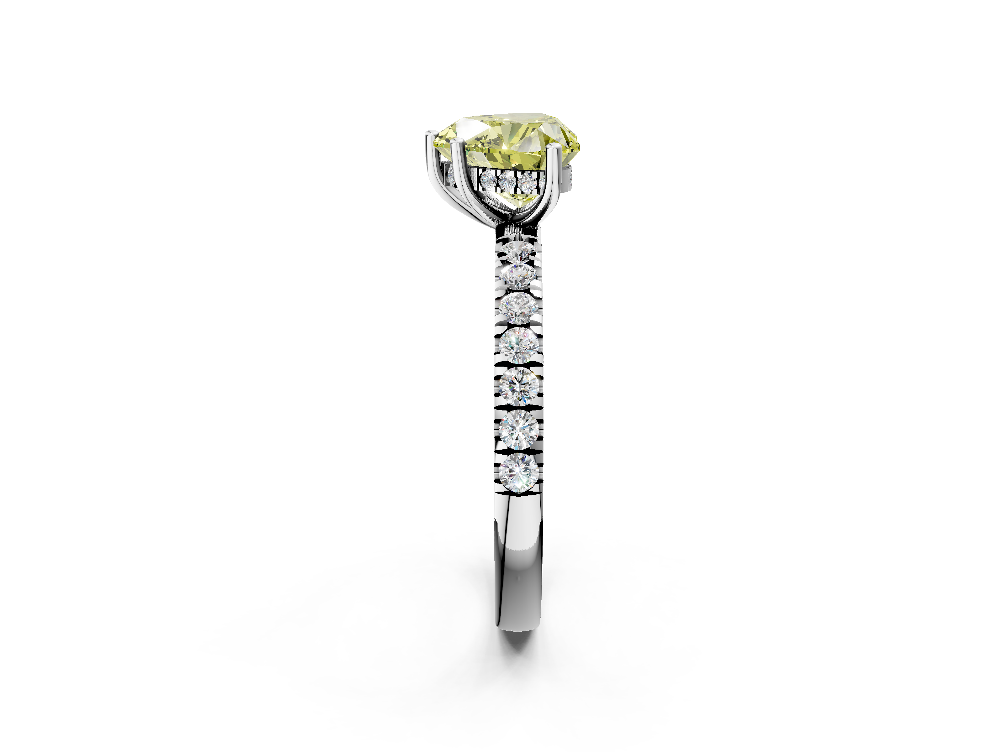 White gold Fancy Yellow Heart  Cut Diamond Pave Band Solitaire Ring with Four-Prong Setting_20