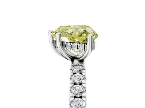 White gold Fancy Yellow Heart  Cut Diamond Pave Band Solitaire Ring with Four-Prong Setting_23
