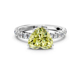 White gold Fancy Yellow Heart Cut Diamond Pave Band Solitaire Ring with Round  and Prong Setting_123
