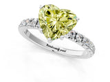 White gold Fancy Yellow Heart Cut Diamond Pave Band Solitaire Ring with Round  and Prong Setting_124