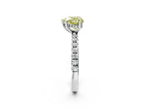 White gold Fancy Yellow Heart Cut Diamond Pave Band Solitaire Ring with Round  and Prong Setting_125
