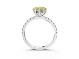 White gold Fancy Yellow Heart Cut Diamond Pave Band Solitaire Ring with Round  and Prong Setting_125