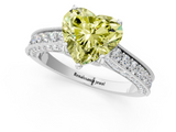 White gold Fancy Yellow Heart  Cut Diamond Pave Band with Four-Prong Setting_38