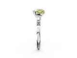 White gold Fancy Yellow Heart  Cut Diamond Ring with Baguette Side Stones, Channel Set Band, and Four-Prong Setting_5