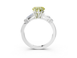 White gold Fancy Yellow Heart  Cut Diamond Ring with Baguette Side Stones, Channel Set Band, and Four-Prong Setting_6