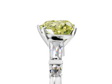 White gold Fancy Yellow Heart  Cut Diamond Ring with Baguette Side Stones, Channel Set Band, and Four-Prong Setting_8