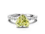 White gold Fancy Yellow Heart Cut Diamond Ring with Marquise and Round  Side Stones and Four-Prong Setting_64