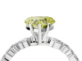 White gold Fancy Yellow Heart Cut Diamond Ring with Marquise and Round  Side Stones and Four-Prong Setting_68
