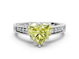 White gold Fancy Yellow Heart Cut Diamond Ring with Milgrain Pavé Band and Four-Prong Setting_32