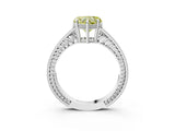 White gold Fancy Yellow Heart Cut Diamond Ring with Milgrain Pavé Band and Four-Prong Setting_35