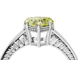 White gold Fancy Yellow Heart Cut Diamond Ring with Milgrain Pavé Band and Four-Prong Setting_36