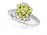 White gold Fancy Yellow Heart Cut Diamond Ring with Pavé Band and Floral Prong Setting_40
