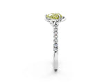 White gold Fancy Yellow Heart Cut Diamond Ring with Pavé Band and Floral Prong Setting_41