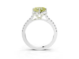 White gold Fancy Yellow Heart Cut Diamond Ring with Pavé Band and Floral Prong Setting_42