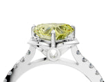 White gold Fancy Yellow Heart Cut Diamond Ring with Pavé Band and Floral Prong Setting_43